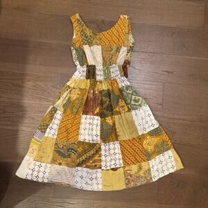 Jaded Gypsy Patchwork Quilt Midi Dress Size Small/Med Boho Prairie Cottagecore